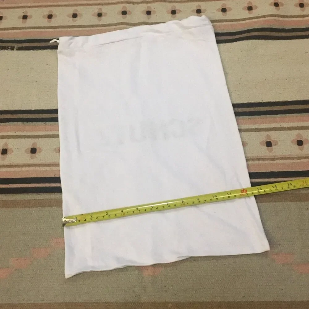 Schutz black lettering soft White Tshirt material Dust bag garment 18 x 12 new